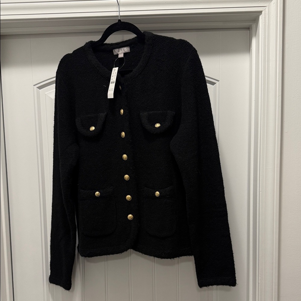 NWT J. Crew Black Cardigan with Gold Buttons